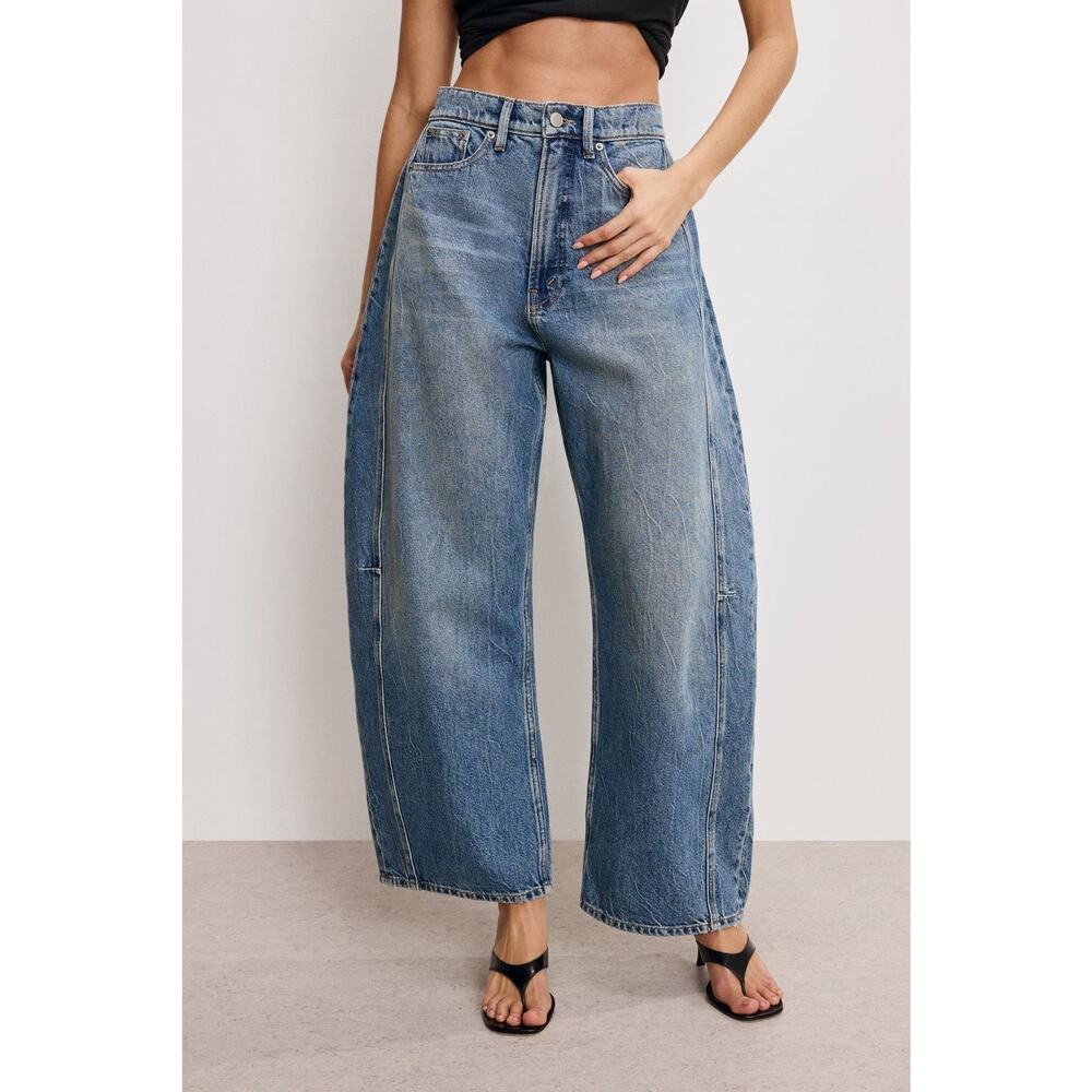 Good American / GOOD EXTREME BARREL JEANS Indigo Women’s Size 0 / 25 New - Picture 2 of 8